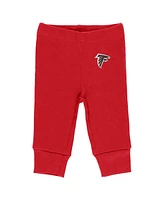 Baby Boys and Girls Wear by Erin Andrews Gray, Red, White Atlanta Falcons Three-Piece Turn Me Around Bodysuits and Pant Set