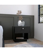 Depot E-shop Macon Single Drawer Nightstand with Open Storage Shelf