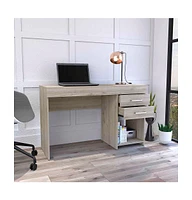 Depot E-shop Maui 2 Drawers Computer Desk, One Lower Shelf, Light Gray