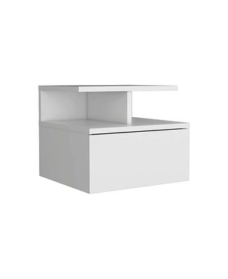 Depot E-shop Seward Floating Nightstand, Wall Mounted with Single Drawer and 2-Tier Shelf