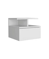 Depot E-shop Seward Floating Nightstand, Wall Mounted with Single Drawer and 2-Tier Shelf