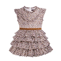 Child Serenity Leopard Printed Chiffon Woven Dress