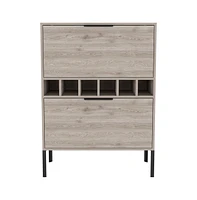 Depot E-shop Staten Bar Cabinet, Six Built-in Wine Rack, Two Door Flexible Cabinets, Light Gray