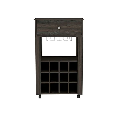 Depot E-shop Margh Bar Cart, Twelve Built-in Wine Rack, Drawer