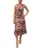 Sam Edelman Women's Pink Rose Embroidered Sleeveless Dress