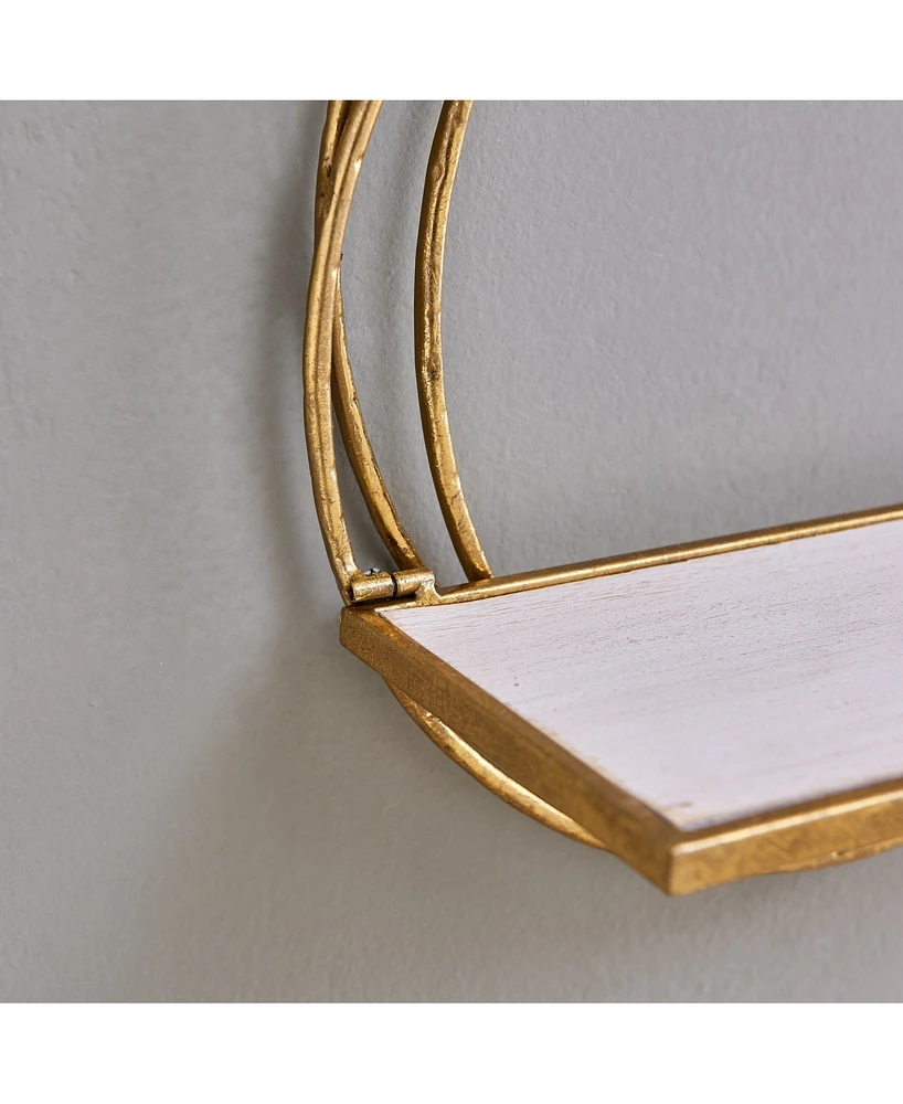 Golden-Tone Rings Floating Wall Shelves, Set of 2