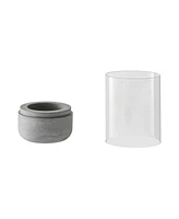 Danya B Modern Cool Gray Cement Base and Glass Pillar Votive Candle Holder, Small