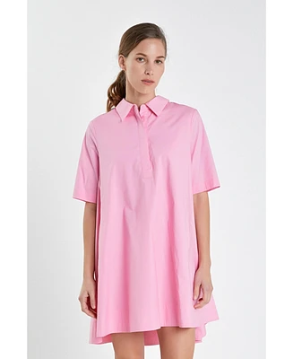 Women's A-line Short Sleeve Shirt Dress