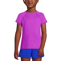 Lands' End Girls Chlorine Resistant Short Sleeve Crew Neck UPF50 Rash Guard