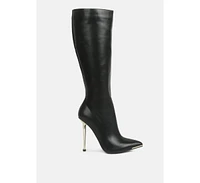 London Rag Hale Faux Leather Pointed Heel Calf Boots