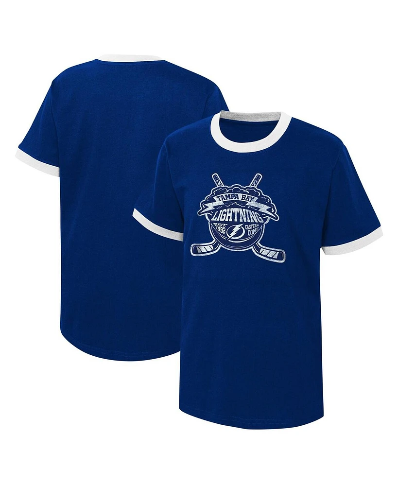 Big Boys Blue Distressed Tampa Bay Lightning Ice City T-shirt