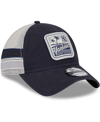 Men's New Era Navy, White New York Yankees Spring Training Striped 9TWENTY Trucker Adjustable Hat