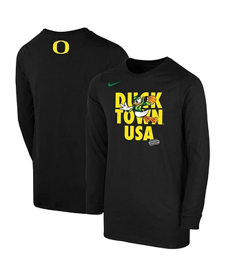 Big Boys Nike Black Oregon Ducks Basketball Duck Town Shootaround Core Long Sleeve T-shirt
