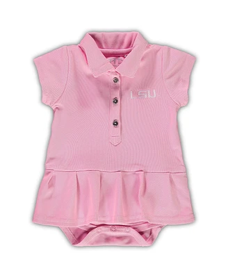 Baby Girls Garb Pink Lsu Tigers Caroline Cap Sleeve Polo Bodysuit