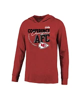 Men's Majestic Threads Red Kansas City Chiefs 2022 Afc Champions High Tide Long Sleeve Hoodie T-shirt