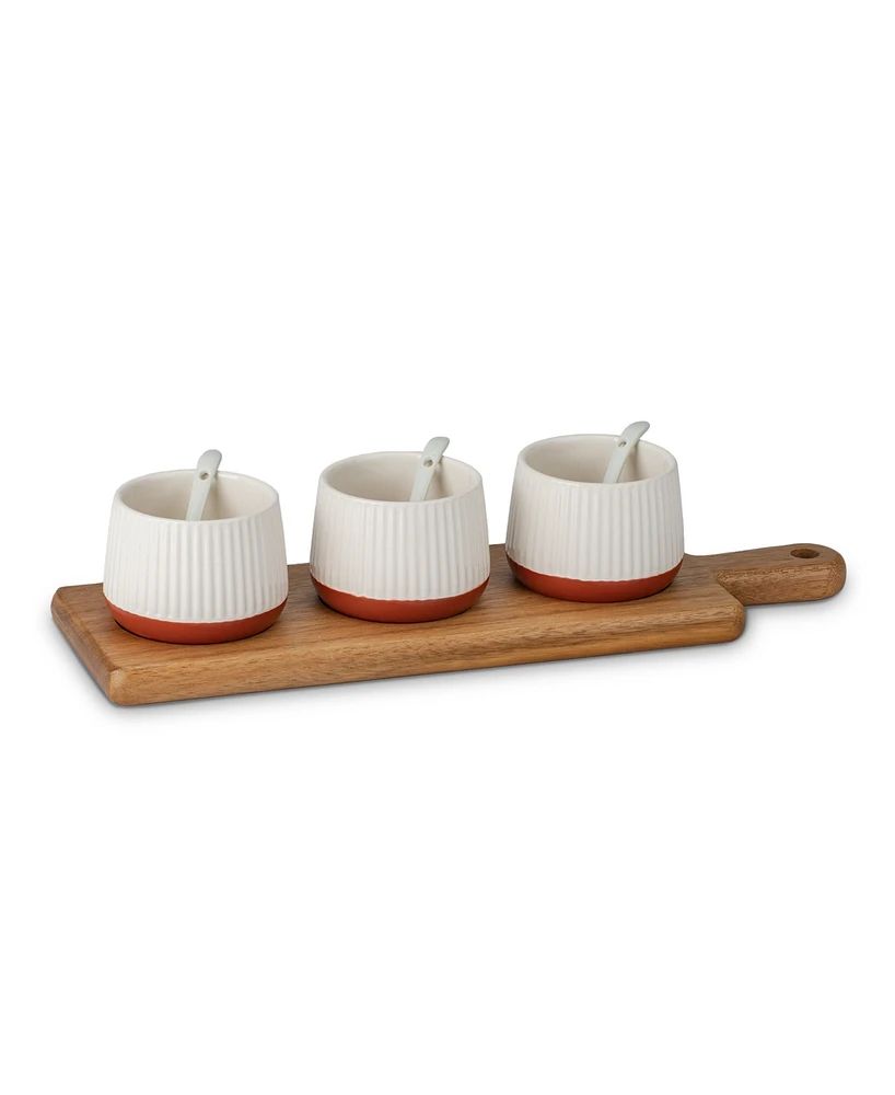 Thirstystone Condiment Bowl with Wooden Board, Set of 3