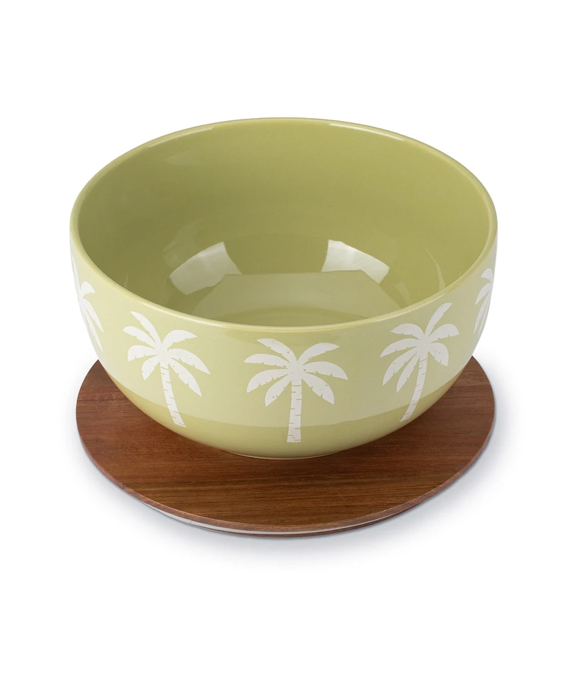 Thirstystone Palm Tree Serving Bowl with Wooden Lid