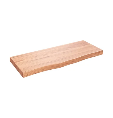 Wall Shelf Light Brown 39.4"x15.7"x(0.8"-2.4") Treated Solid Wood Oak