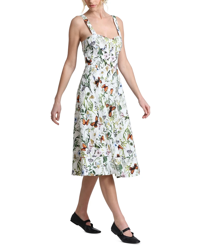 Avec Les Filles Women's Printed A-Line Midi Dress