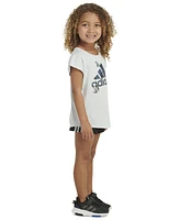 adidas Little & Toddler Girls Graphic T-Shirt Mesh Shorts, 2 Piece Set