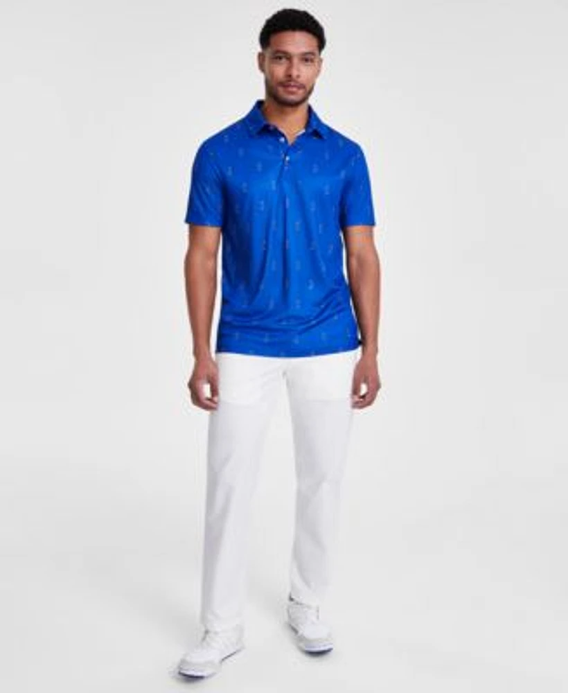 Club Room Mens Regular Fit Golfer Print Tech Polo Shirt Solid Tech Pants Created For Macys