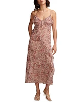 Lucky Brand Women's Ruffle V-Neck Sleeveless Midi Dress