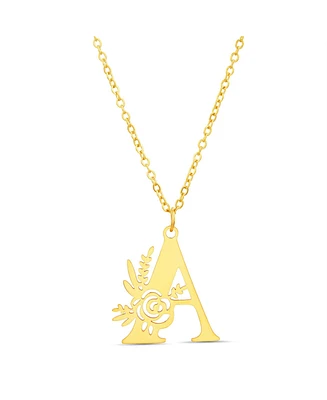 kensie Floral Cut Out Initial Letter Pendant Necklace