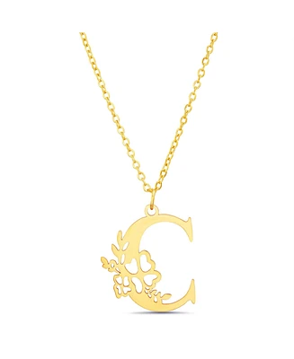 kensie Floral Cut Out Initial Letter Pendant Necklace