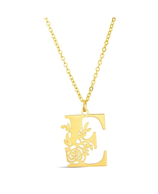 kensie Floral Cut Out Initial Letter Pendant Necklace