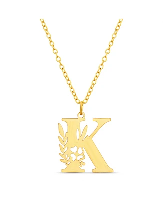 kensie Floral Cut Out Initial Letter Pendant Necklace