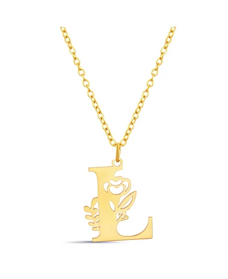 kensie Floral Cut Out Initial Letter Pendant Necklace