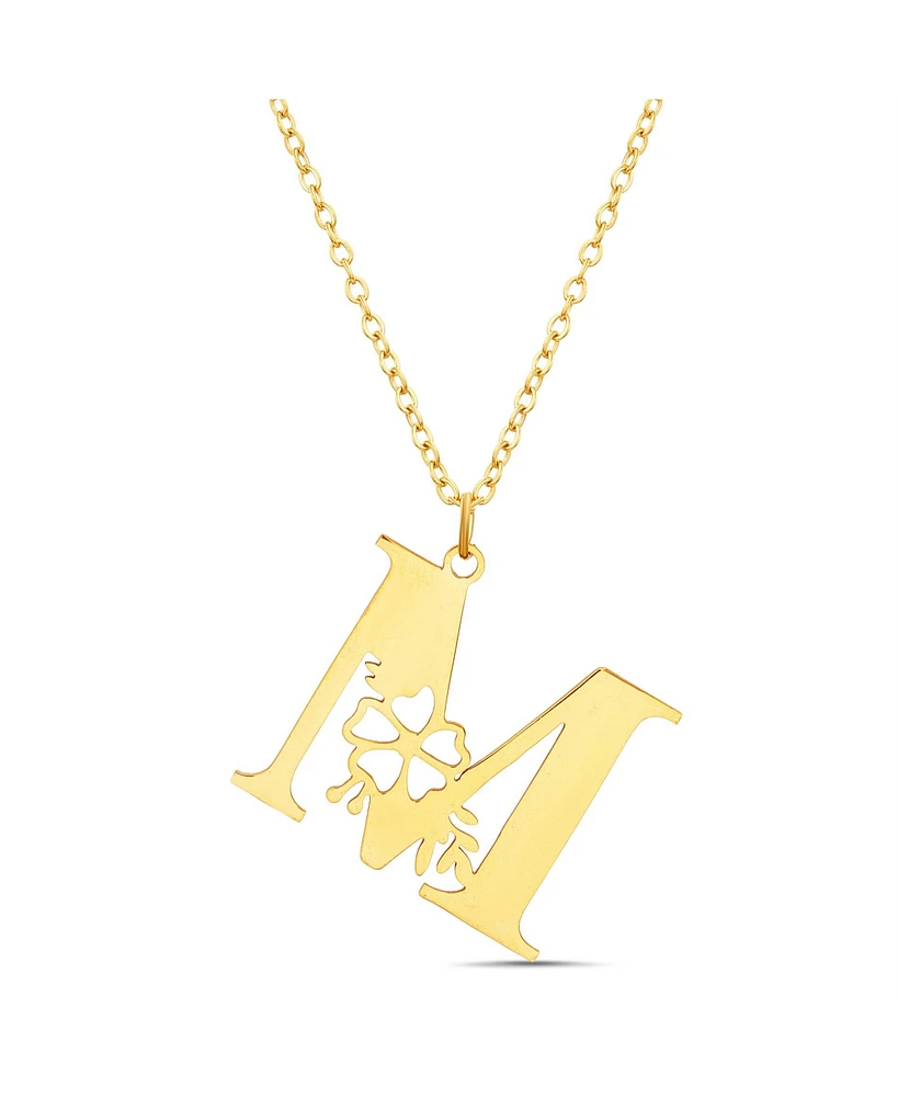 kensie Floral Cut Out Initial Letter Pendant Necklace