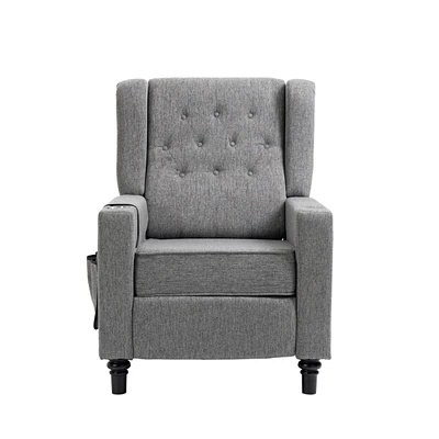 Simplie Fun Arm Pushing Recliner Chair, Modern Button Tufted Wingback Push Back Recliner Chair