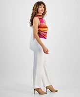 Bar Iii Women's Darted-Waist Wide-Leg High-Rise Pants, Created for Macy's