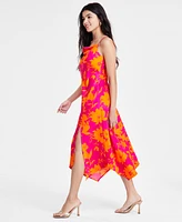 Bar Iii Women's Printed Cowl Neck Asymmetrical-Hem Dress, Created for Macy's