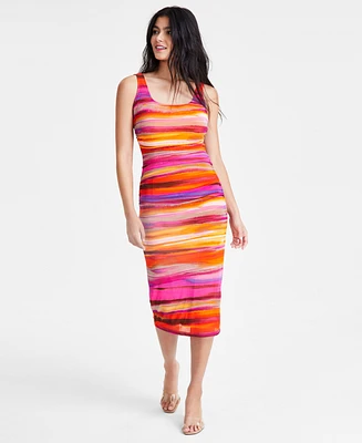 Bar Iii Women's Sleeveless Printed Mesh Midi Dress, Created for Macy's