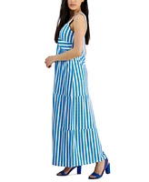 Jamie & Layla Petite Striped Twist-Front Maxi Dress