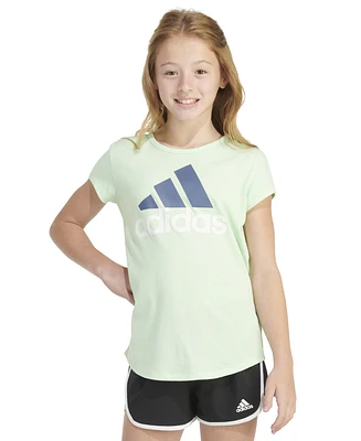 adidas Big Girls Short-Sleeve Cotton Essential Logo Graphic T-Shirt