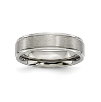 Chisel Titanium Brushed Center mm Ridged Edge Wedding Band Ring