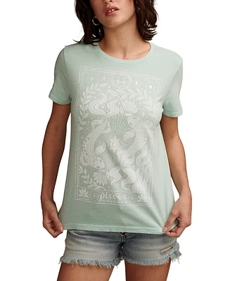 Lucky Brand Women's Pisces Poster Classic Crew Graphic T-Shirt