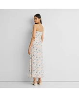 Reistor Women's Ruched Floral Strappy Maxi Dress