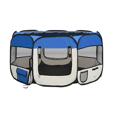 vidaXL Foldable Dog Playpen with Carrying Bag Blue 49.2"x49.2"x24"