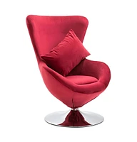 Swivel Egg Chair with Cushion Red Velvet