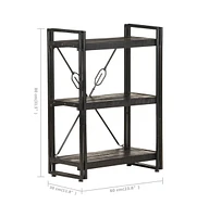 3-Tier Bookcase Black 23.6"x11.8"x31.5" Solid Mango Wood