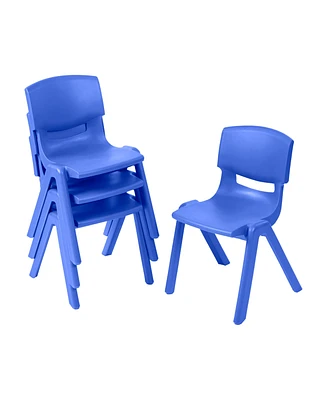 ECR4Kids 14in Plastic School Stack Chair, Grey, 4-Pack
