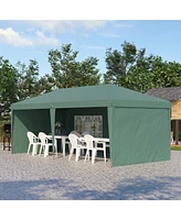 Outsunny 10' x 20' Pop Up Canopy with 4 Removable Sidewalls, Green