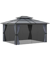 Outsunny Outsunny 10x10 Hardtop Gazebo with Aluminum Frame,