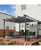 Outsunny 10' x 10' Pergola with Retractable Shade Canopy, Aluminum, Gray