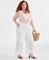 Style & Co Plus Cotton Crochet Wide-Leg Pants, Created for Macy's