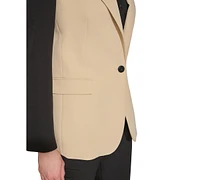 Dkny Petite Colorblocked Peak-Lapel Stretch Jacket